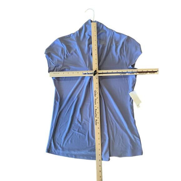 Grace Top Women's XL Purple Short Sleeve Knotted Front Shawl Neck Pullover - Picture 3 of 4